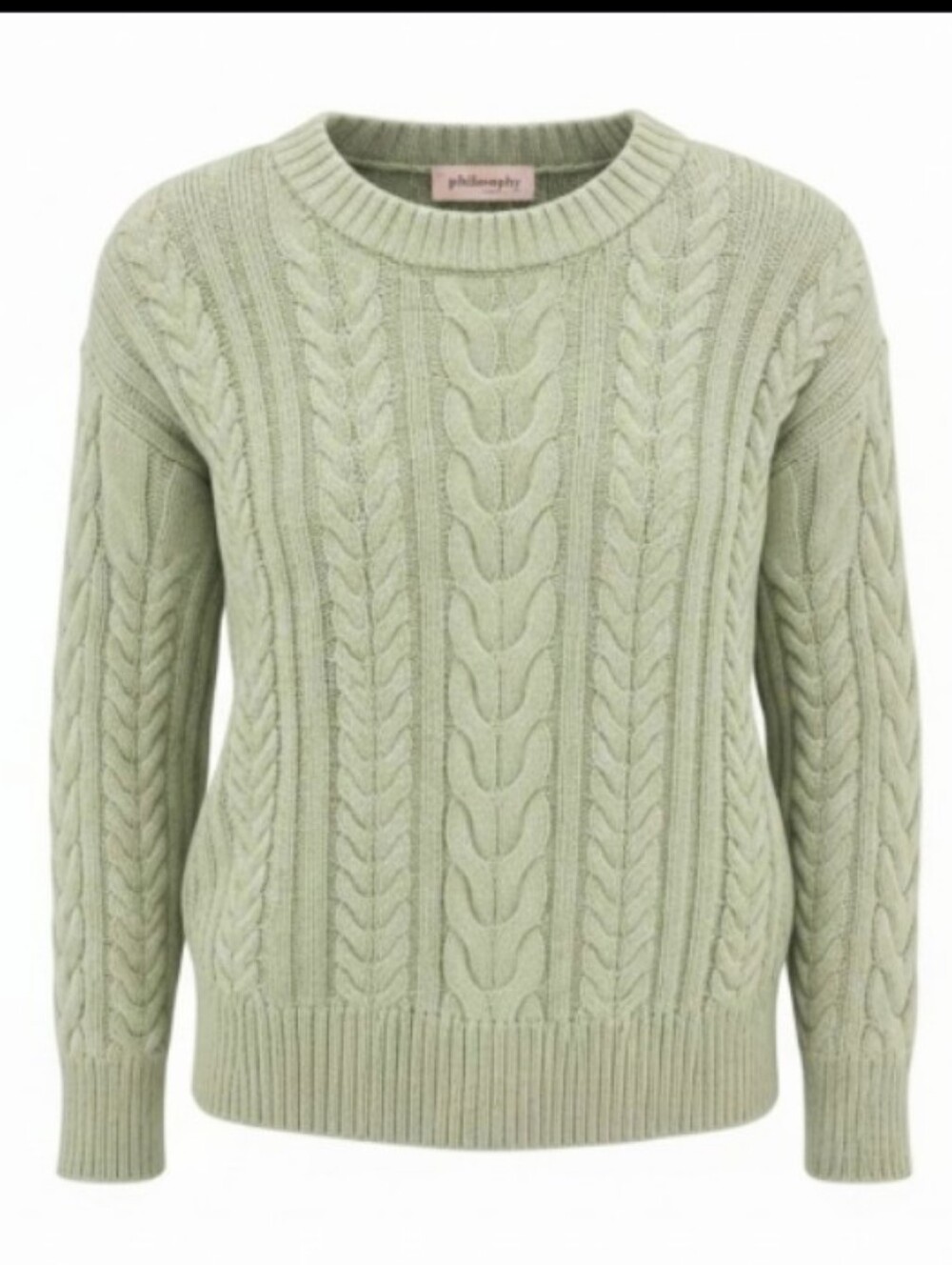 ✨ Size M Philosophy Sage Green Cable Knit Sweater Cottagecore Cozycore ✨